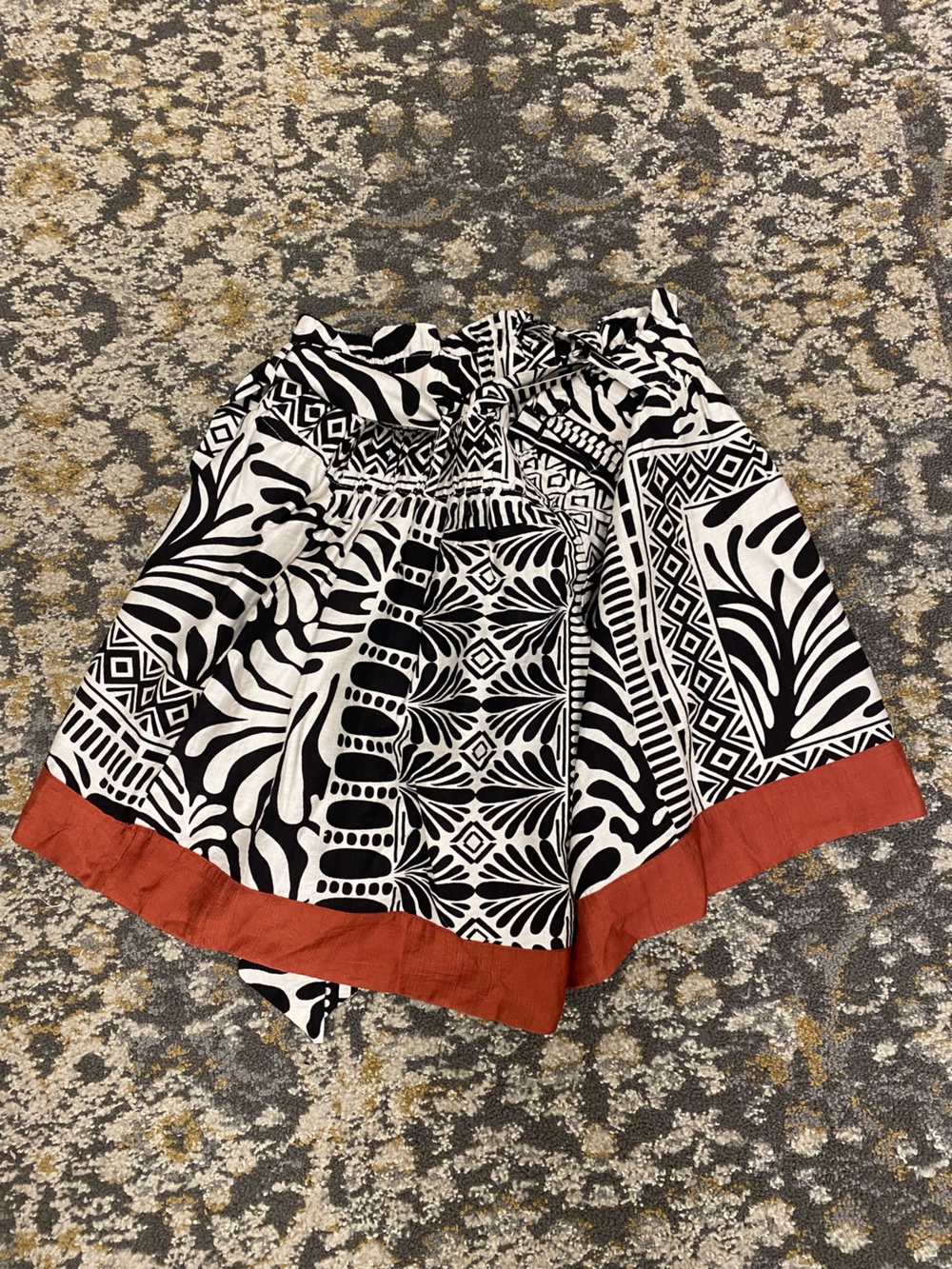 Black & White Skirt with Rust Hem